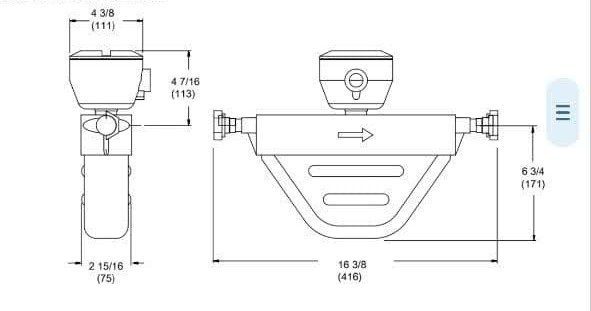 ابعاد فلومتر کوریولیس MicroMotion CNG050