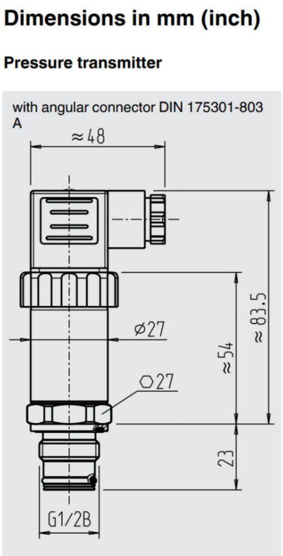 ابعاد فیزیکی ترنسمیتر فشار دیافراگمی ویکا سری S11 2